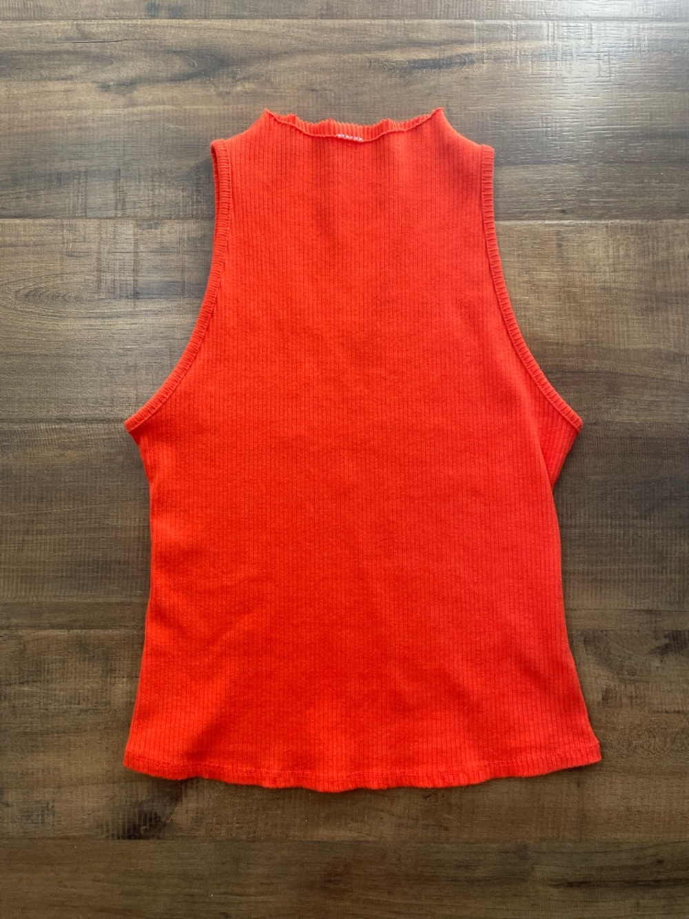 Anthropologie Ribbed Mock Neck Tank Top - Bright Orange Size Small